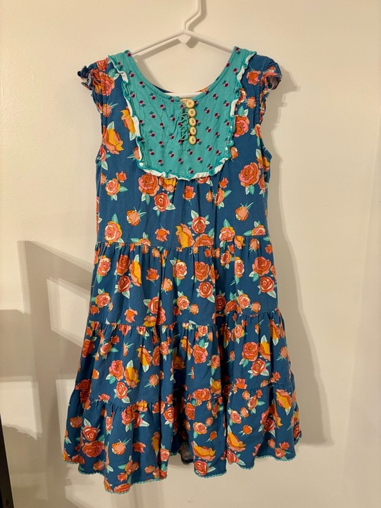 Matilda Jane Other - Matilda Jane Blue Floral Tiered Dress with Mint Yoke